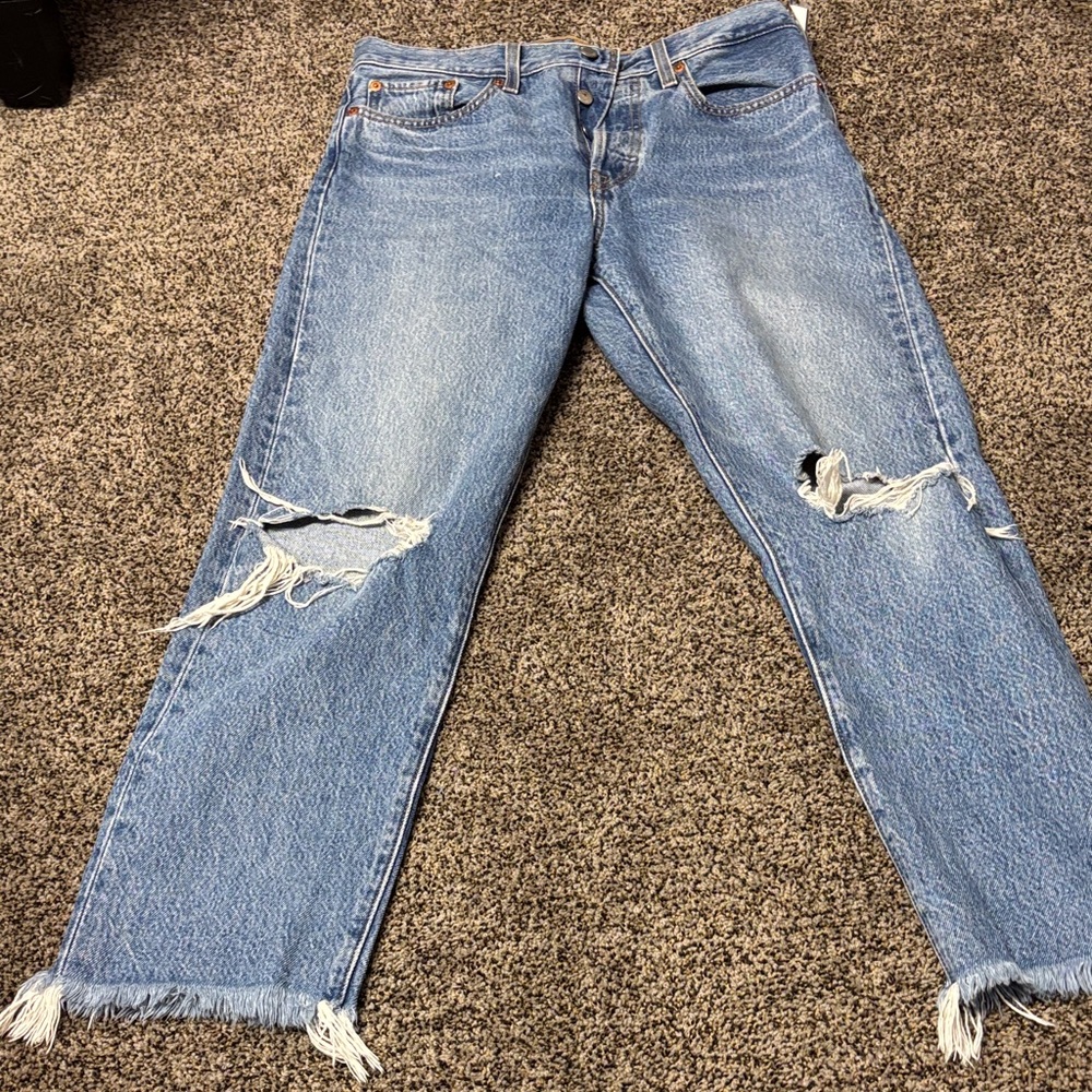 Levi's Light Blue Distressed Boyfriend Jeans
